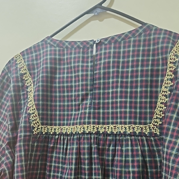 J. Crew Checkered Blouse with Lace Detail - Picture 10 of 14